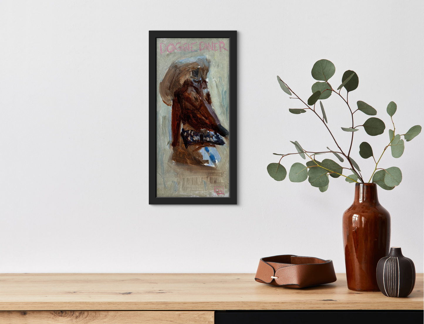 Carlos Felipe León, Doggie Diner, Oil on Board, 12 X 6"