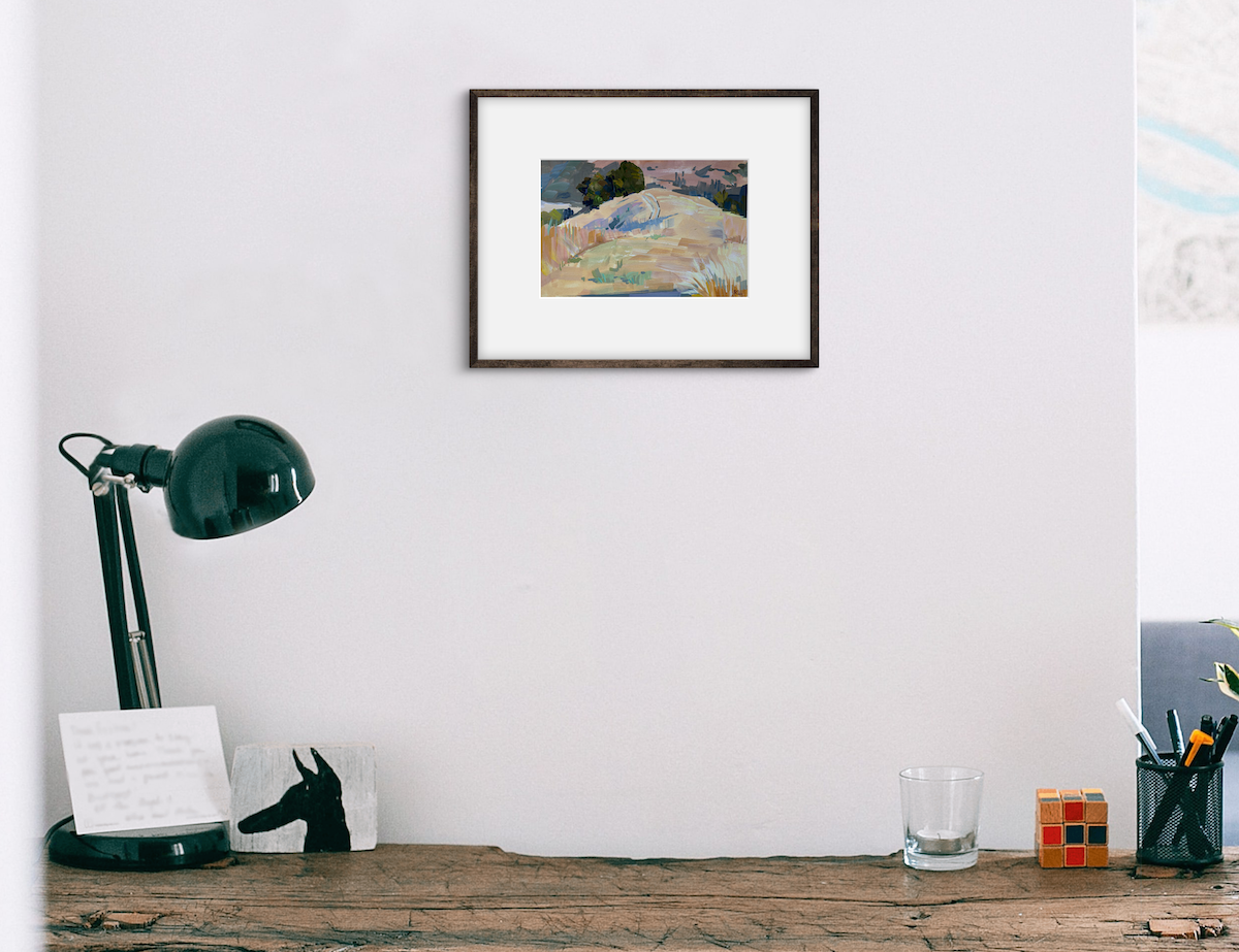 Rona Liu, Hills in Fall, Gouache on Paper, 5 X 8"