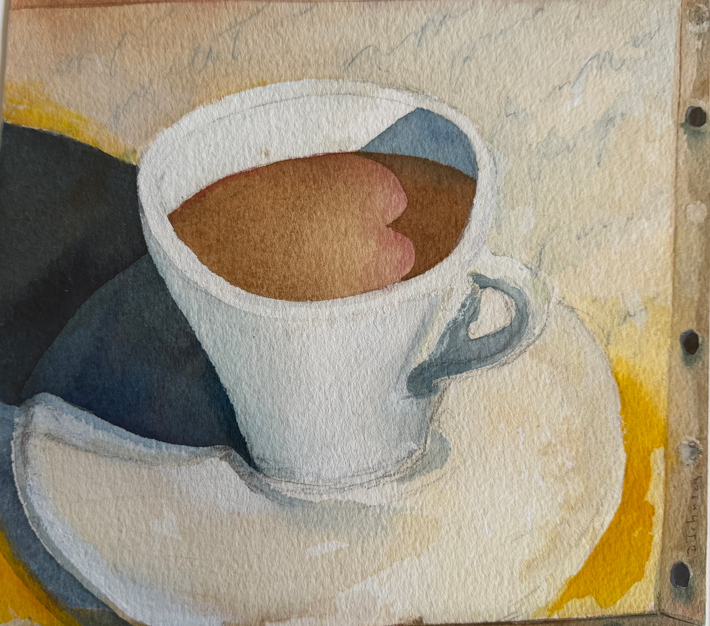 David Johnson, Feast of Love, Watarcolor and Collage, On Paper, 8 1/2x9"