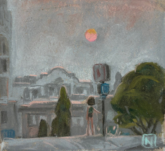 Noah Klocek, Full of Grey, Pastel on Sketchbook Paper, 5 X 5"