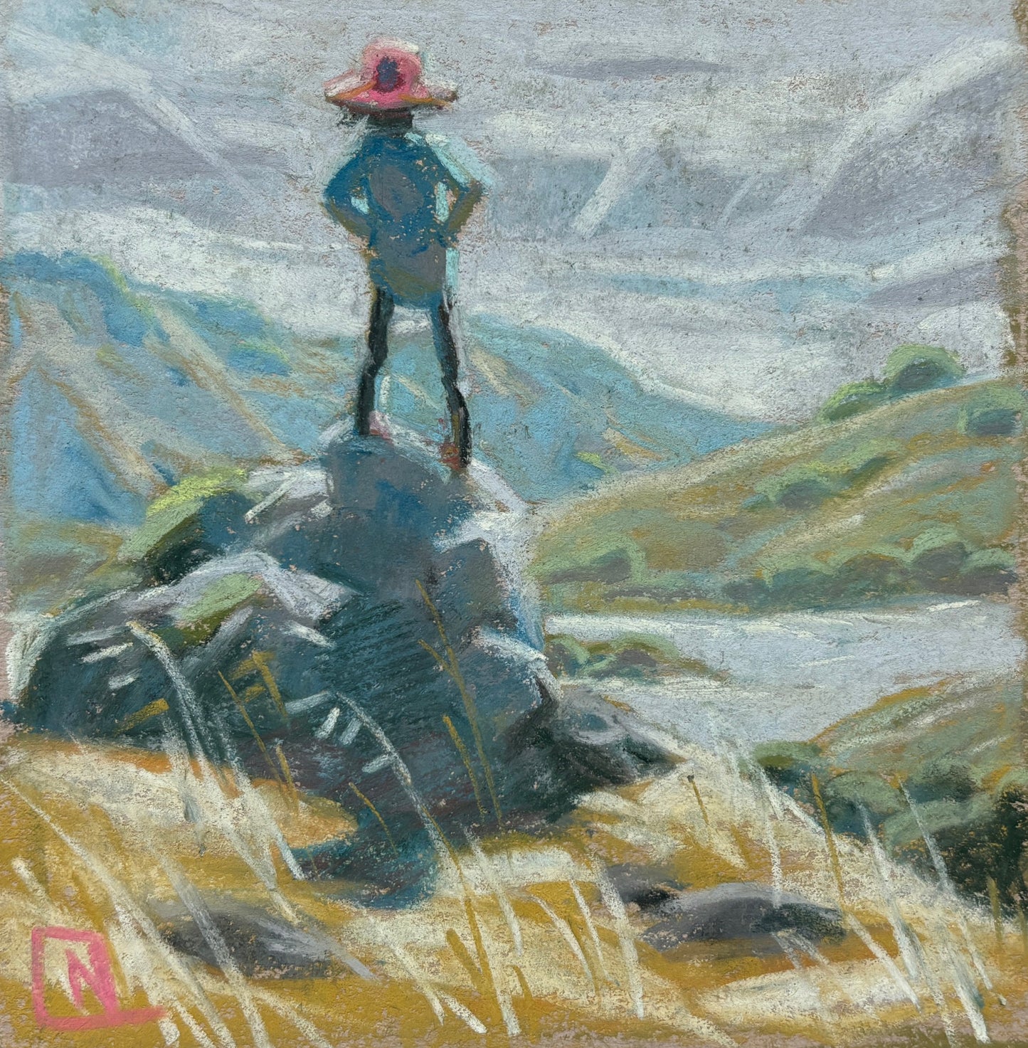 Noah Klocek, Our Land, Pastel on Sketchbook Paper, 5 X 5"