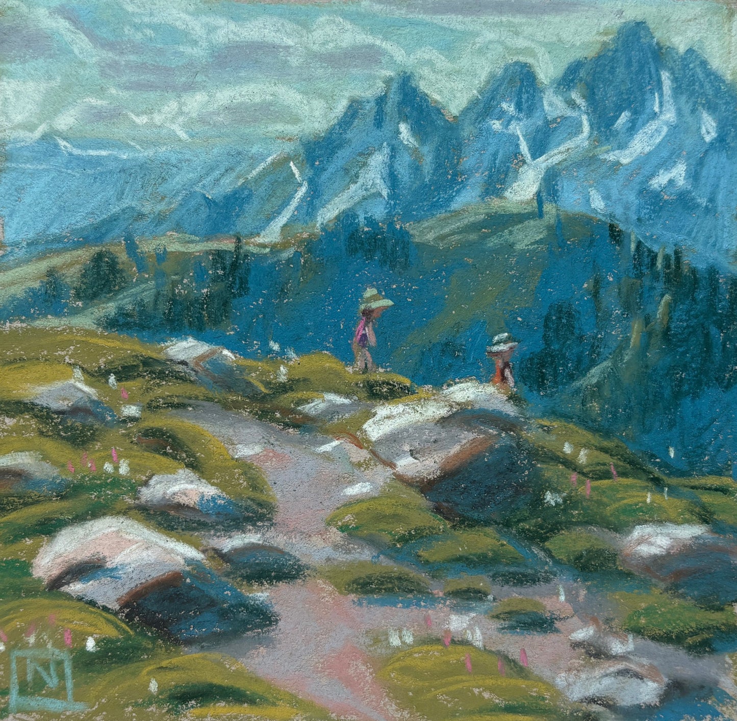 Noah Klocek, The Buttes, Pastel on Sketchbook Paper, 5 X 5"