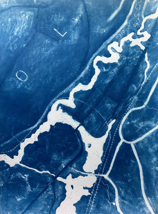 Maya Ciarrocchi, Harlem River, Cyanotype on Watercolor Paper, 24 X 18"