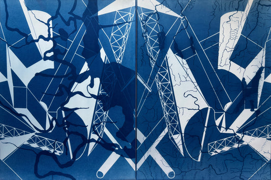 Maya Ciarrocchi, Derecho, Cyanotype on Watercolor Paper, 24 X 36"