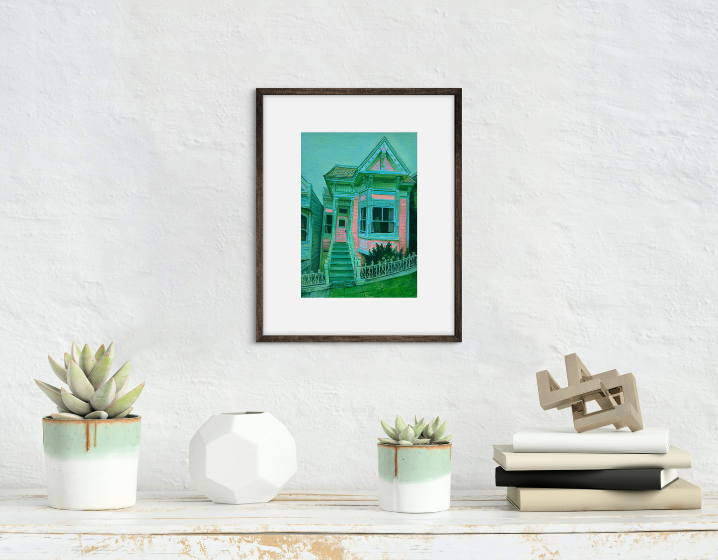 Jenna Spurlock, Haunted Pink House, Gouache on Paper, 8 X 6"