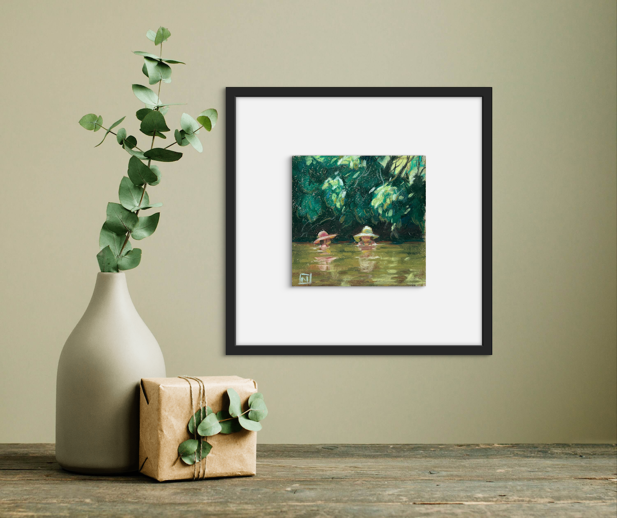 Noah Klocek, Lazy River, Pastel on Sketchbook Paper, 4 1/2 X 4 1/2"