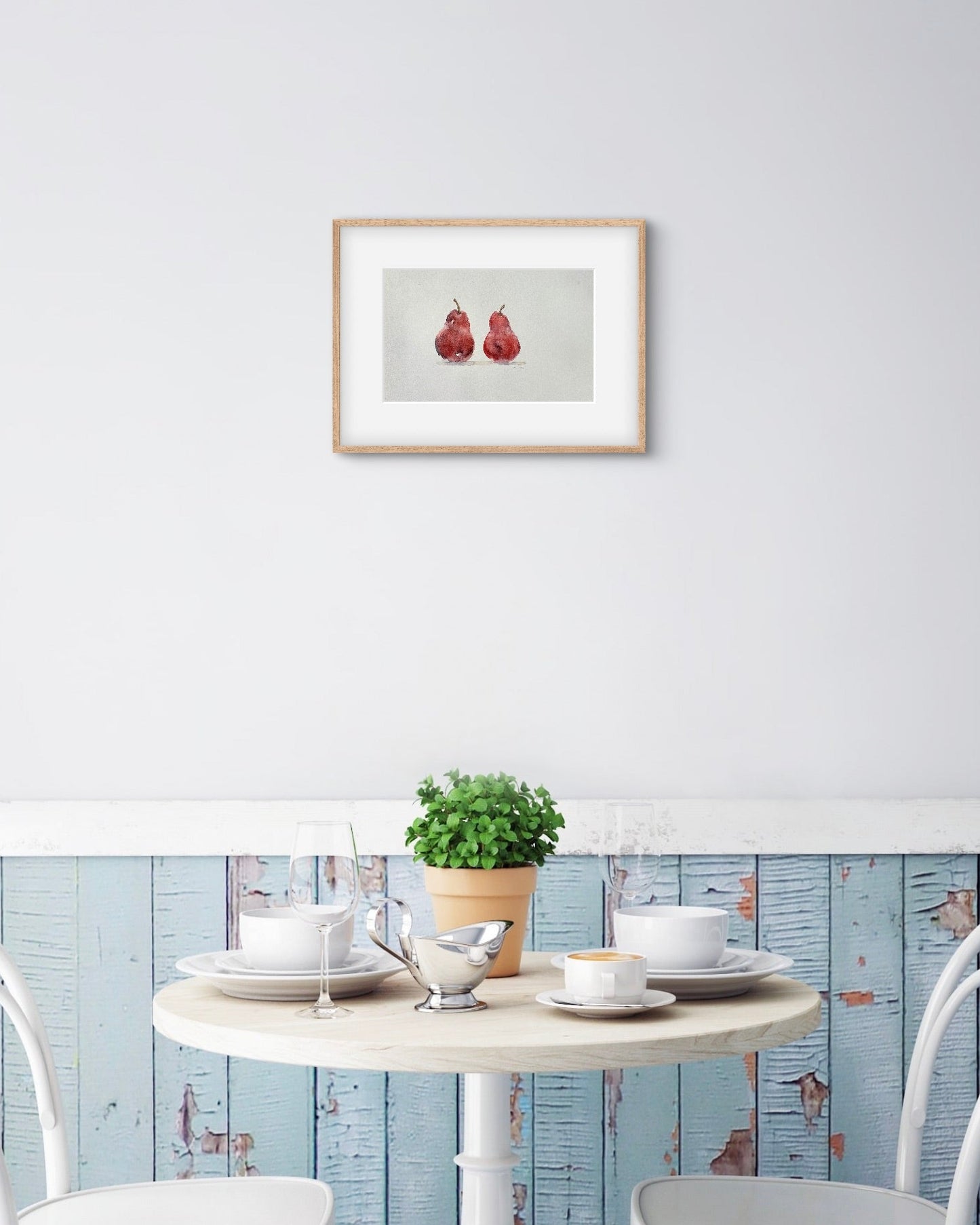 David Johnson, Red Bartlett Pears, Watercolor on Paper, 6 x 8"