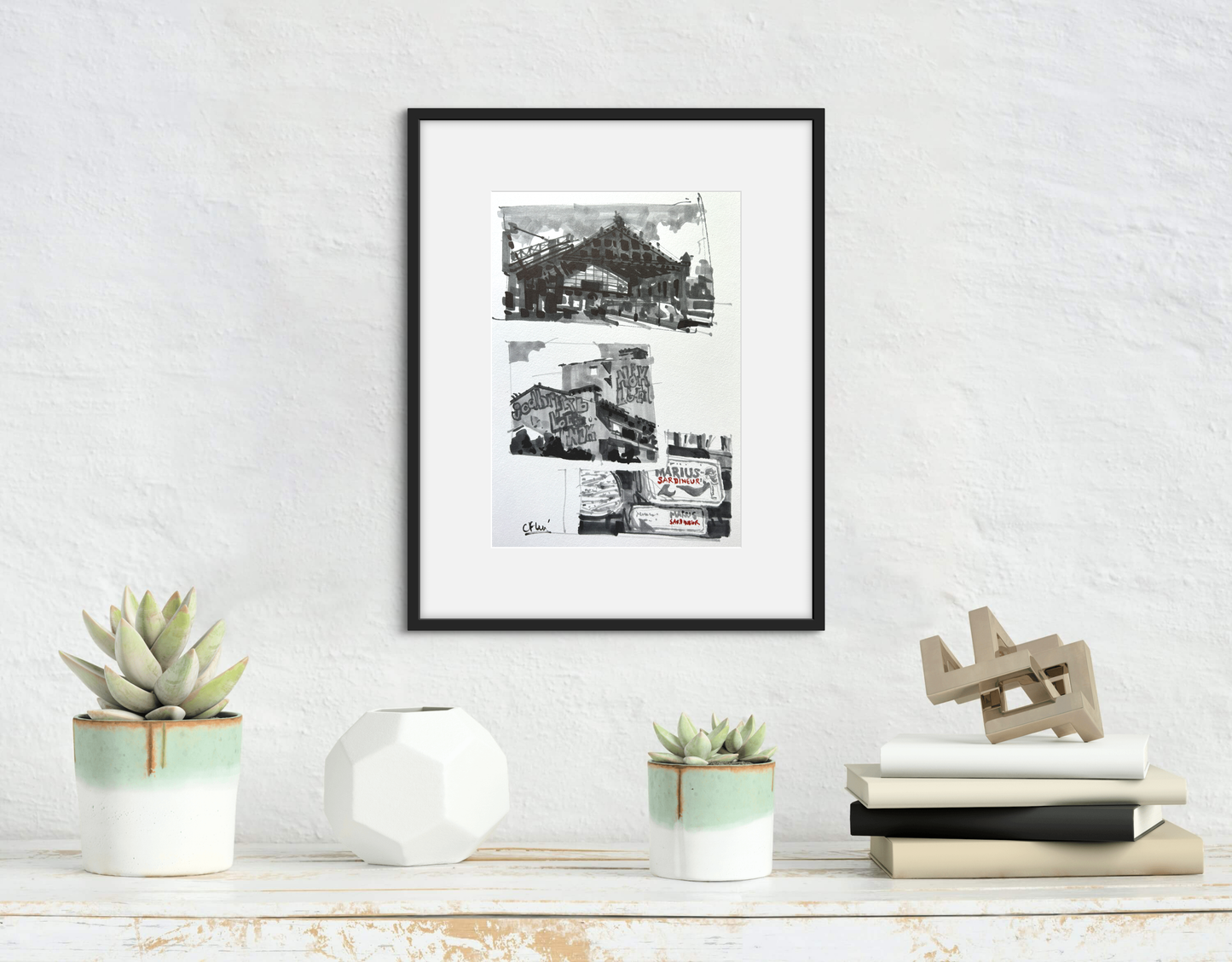 Carlos Felipe León, Marius Sardineur, Ink, Marker, and Pencil on Paper, 10 X 6 1/2"