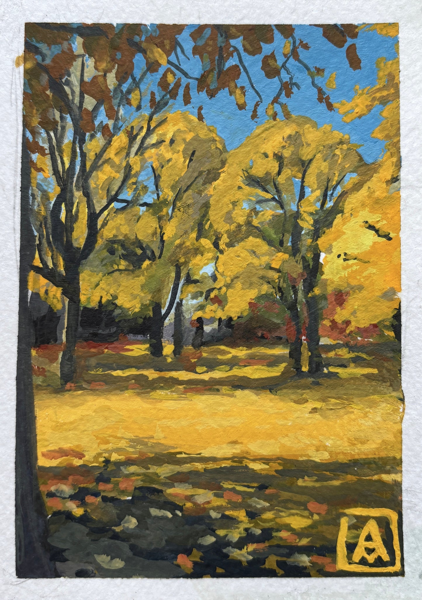 Alyssa Minko, Golden Autumn Joy, Gouache on Paper, 6 X 4 1/2"