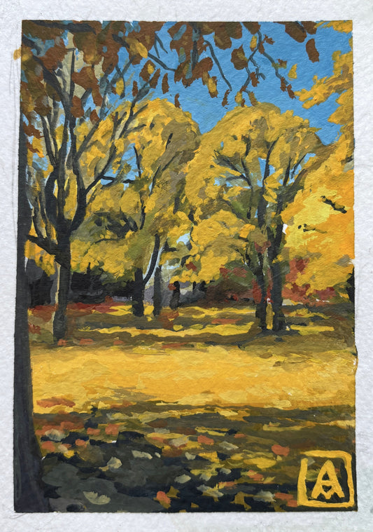 Alyssa Minko, Golden Autumn Joy, Gouache on Paper, 6 X 4 1/2"