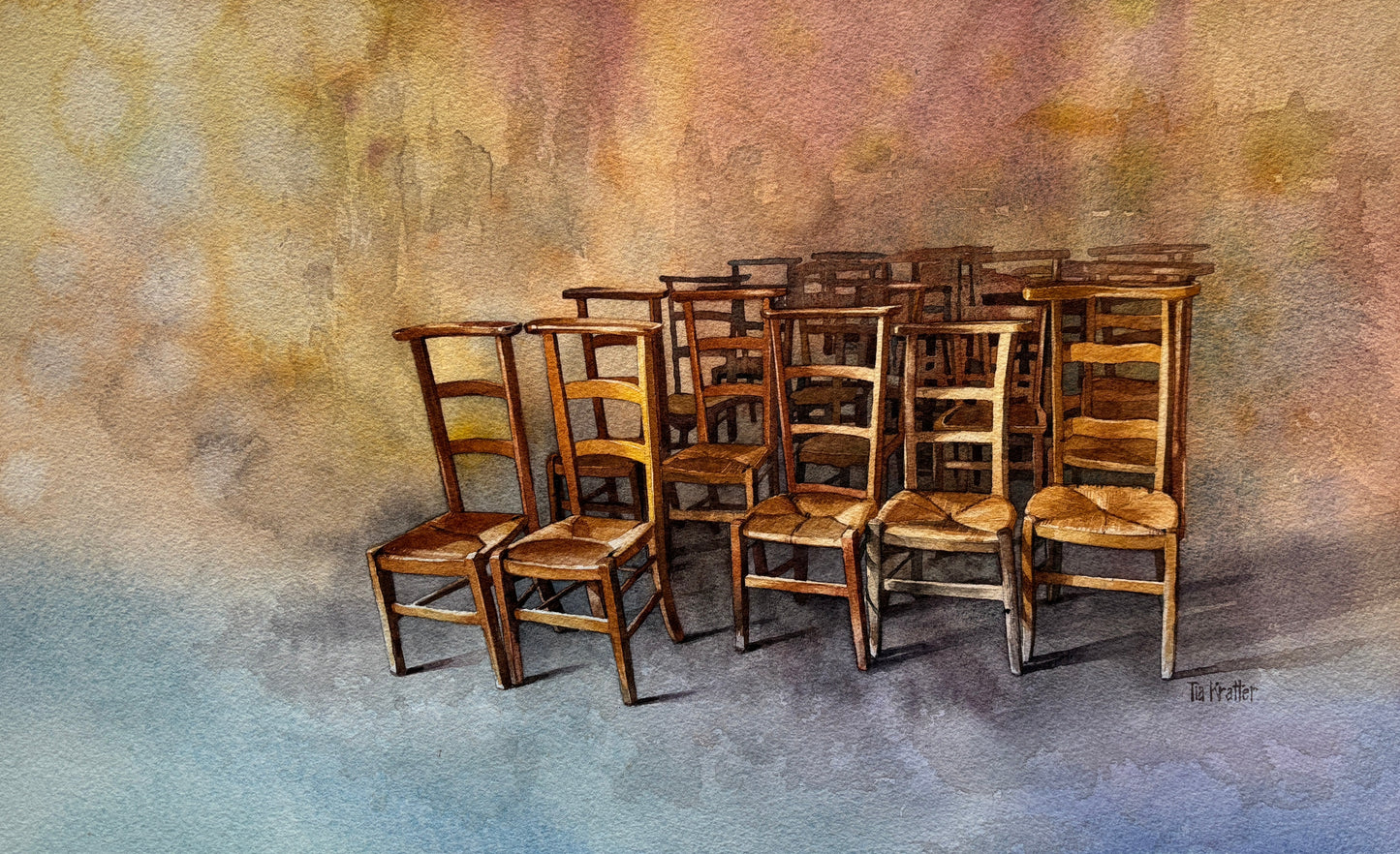 Tia Kratter, Sitting Pretty, Watercolor on Watercolor Paper, 11 1/2 X 18