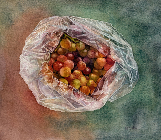 Tia Kratter, Paper or Plastic, Watercolor on Watercolor Paper, 11 1/2 X 13 1/2