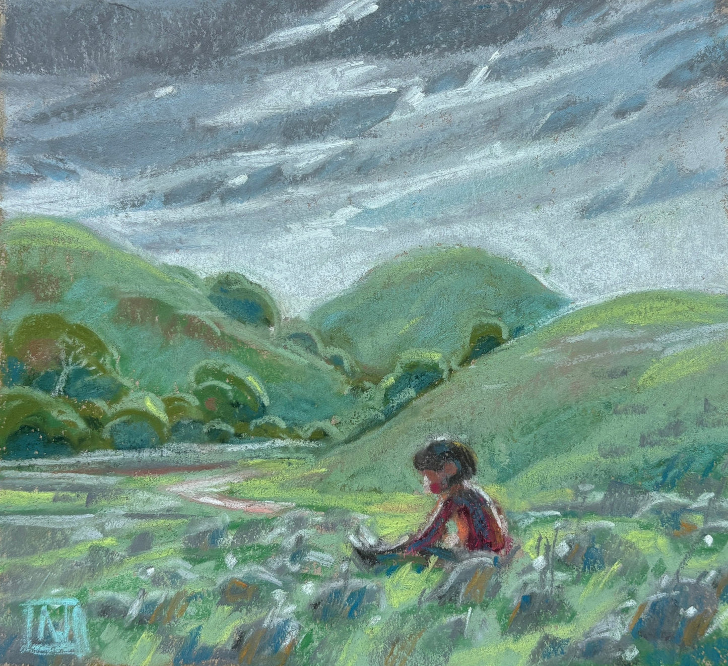 Noah Klocek, Wilderness, Pastel on Sketchbook Paper, 4 1/2 X 5"