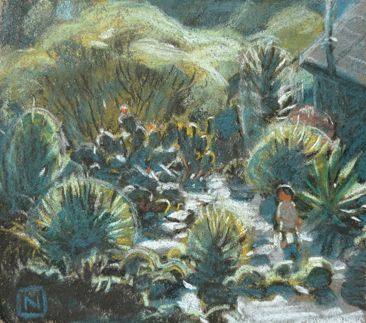 Noah Klocek, Sharpest Cactus, Pastel on Paper, 4 1/2 X 5"