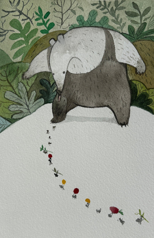 Crystal Kung, Anteater, Watercolor, 8 X 5 1/2"