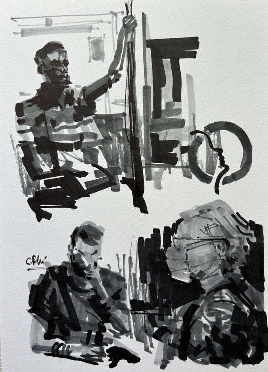 Carlos Felipe León, La RATP, Ink and Marker on Paper, 10 X 6 1/2"