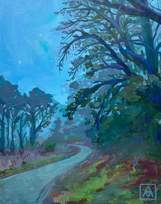 Alyssa Minko, The Path Forward on Nimitz Way II, Gouache on Gessoboard, 8 X 10"