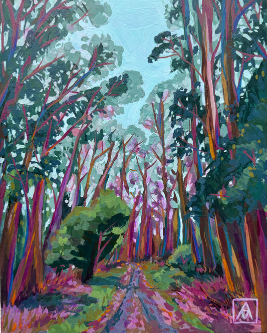 Alyssa Minko, The Path Forward on Nimitz Way, Gouache on Gessoboard, 8 X 10"