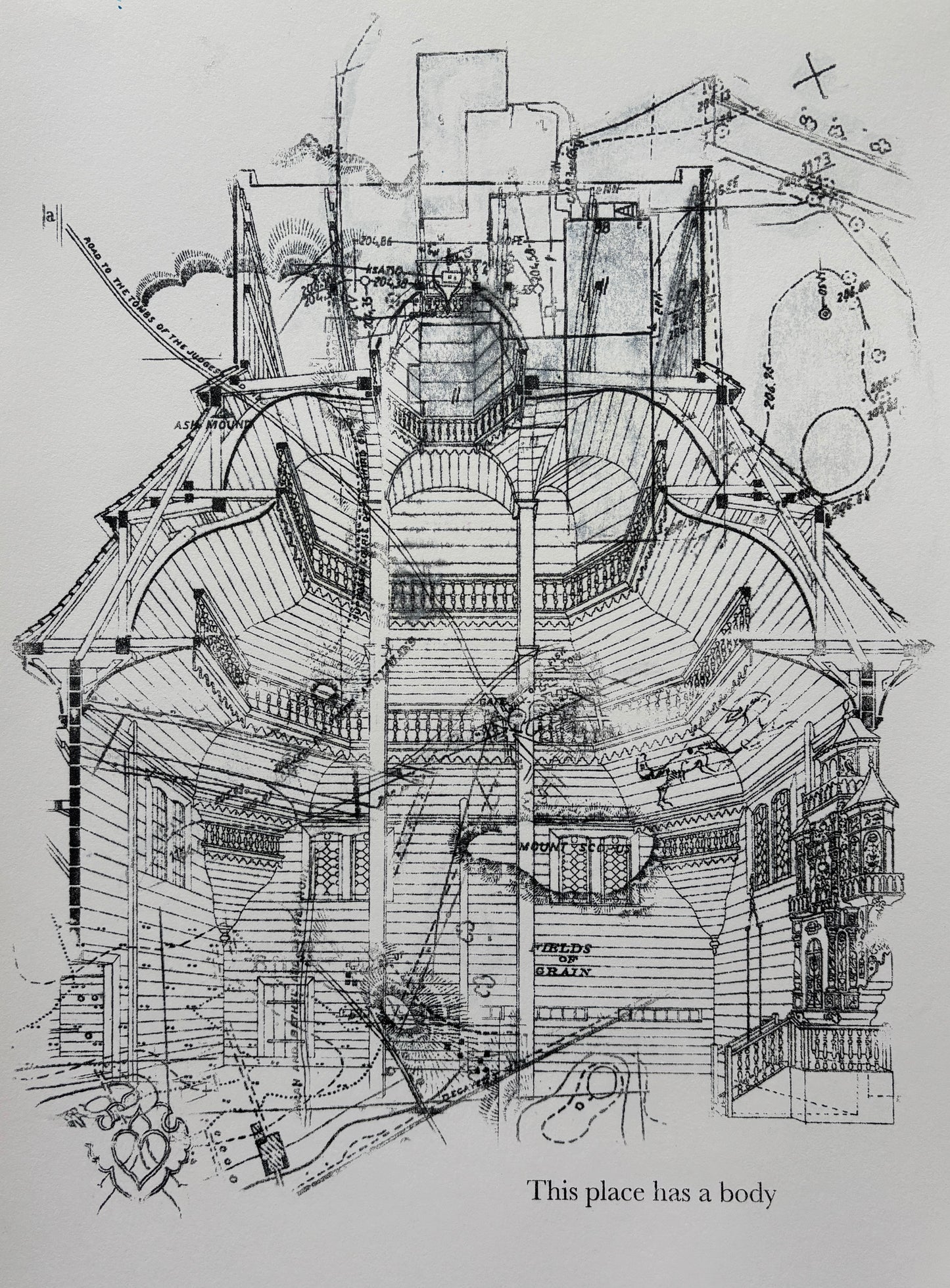 Maya Ciarrocchi, This Place Has a Body (Damascus Gate), Monotype on Watercolor Paper, 16 X 12"