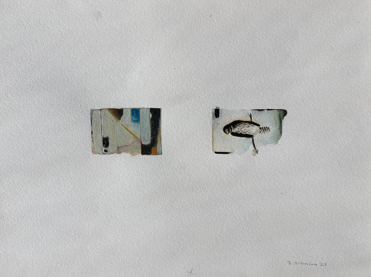 David Johnson, A-V 3, Gouache and Collage on Paper, 13 X 17 1/2"