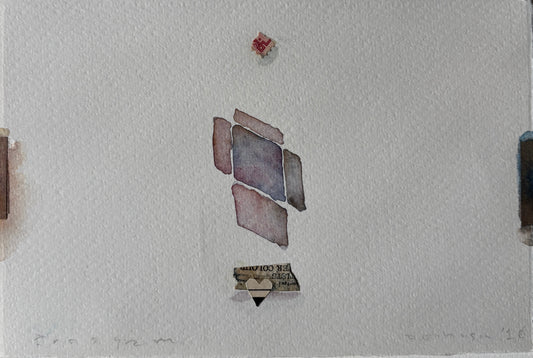 David Johnson, Valentine Aerogramme, Watercolor and collage on Paper, 4 3/4 X 7"