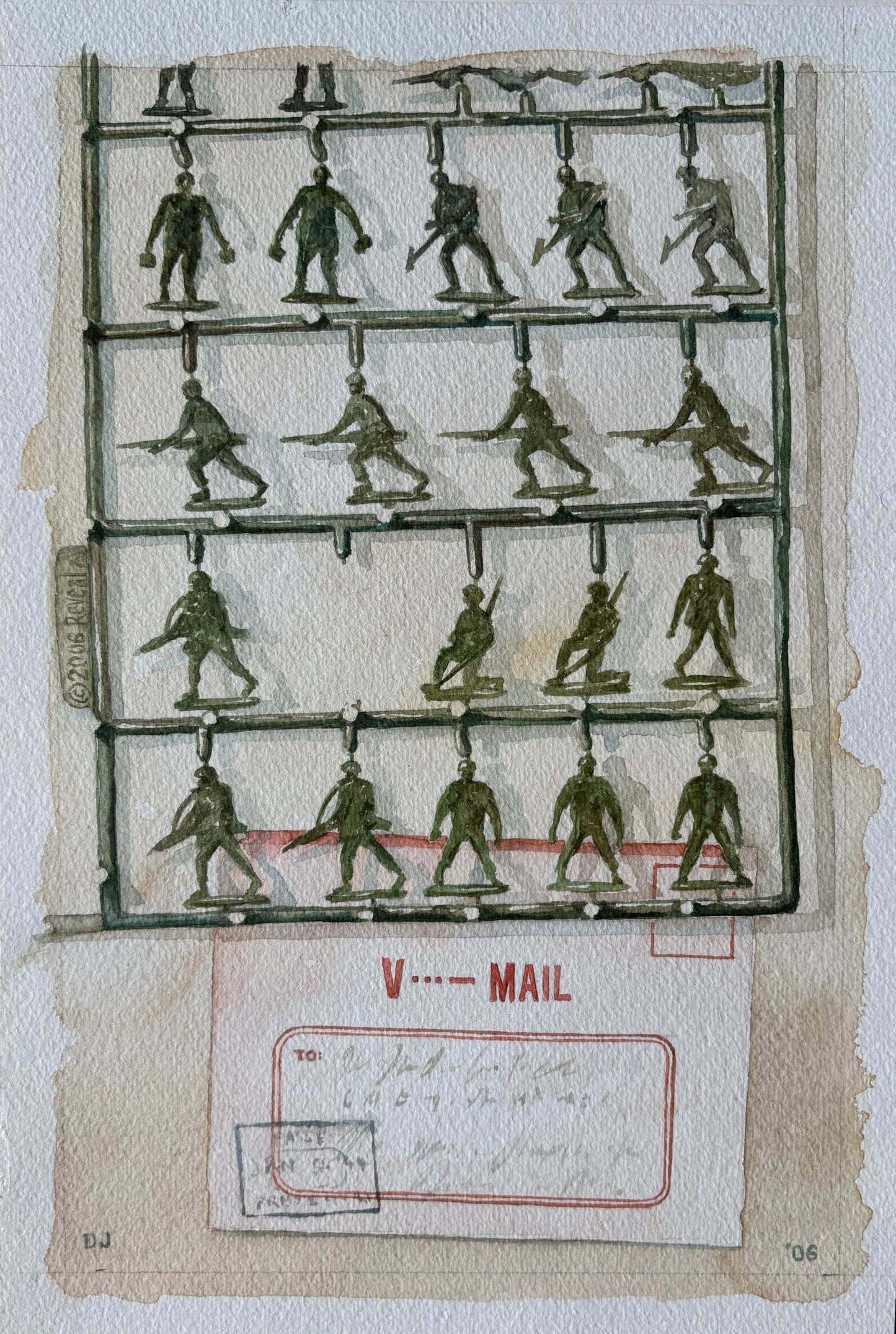 David Johnson, Articles of War, Watercolor on Paper, 12 X 8"