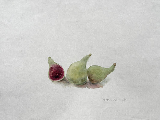 David Johnson, Coll de Damas Figs, Watercolor on Paper, 13 X 15"
