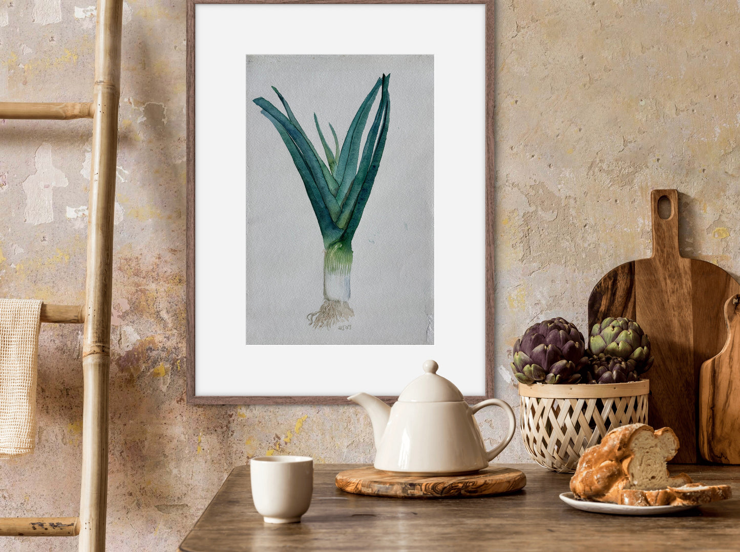 David Johnson, Leek, Watercolor on Paper, 15 1/2 X 10"