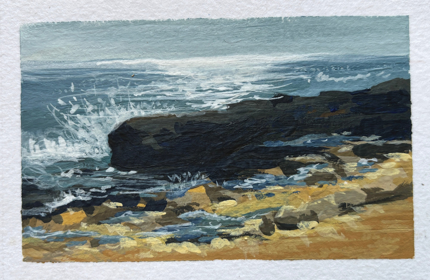 Alyssa Minko, Pacific Ocean Gouache Study, Gouache on Paper, 3 1/2 X 5"