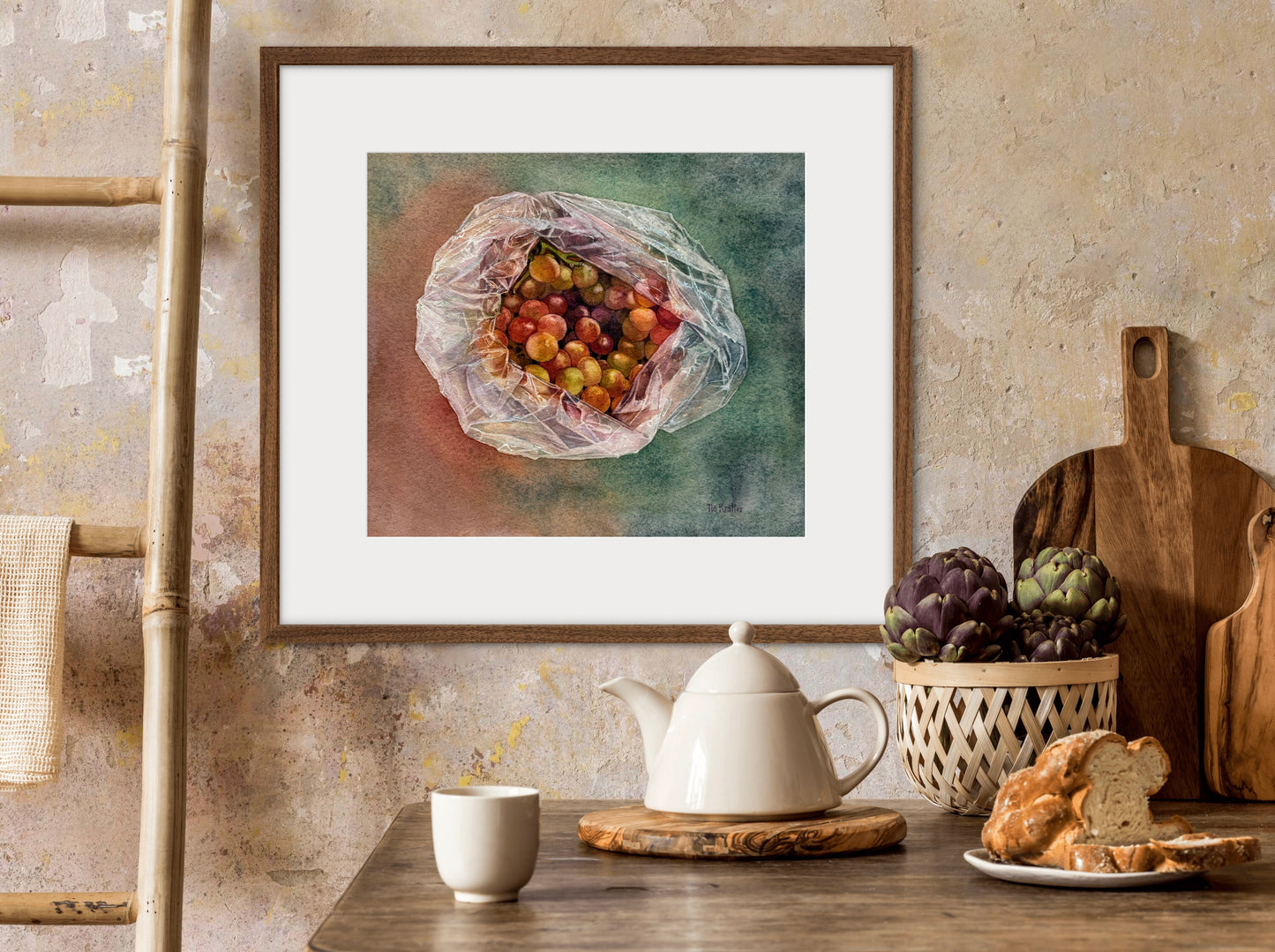 Tia Kratter, Paper or Plastic, Watercolor on Watercolor Paper, 11 1/2 X 13 1/2