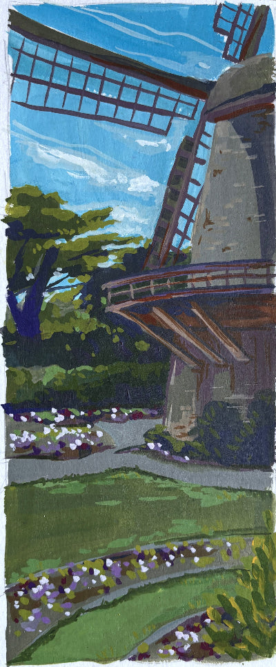 Alyssa Minko, Queen Wilhelmina's Tulip Garden, Gouache on Paper, 9 1/2 X 4 1/2"