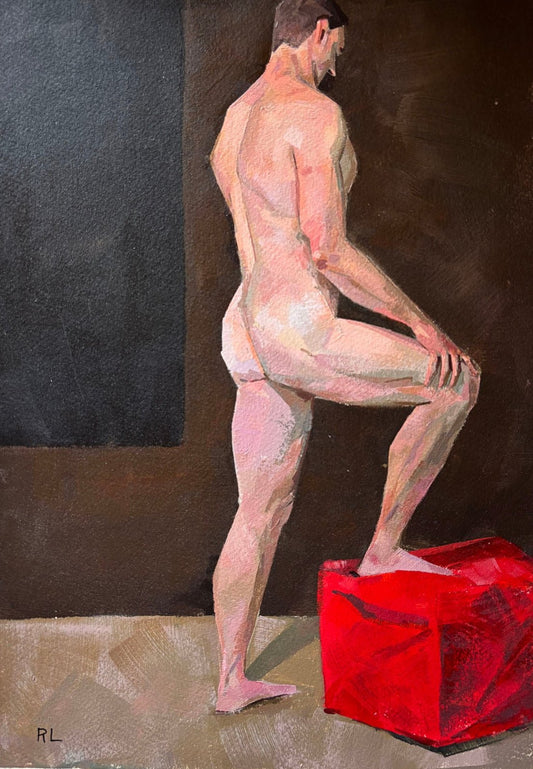 Rona Liu, Standing Nude 2, Acrylic on Watercolor Paper, 14 X 10"