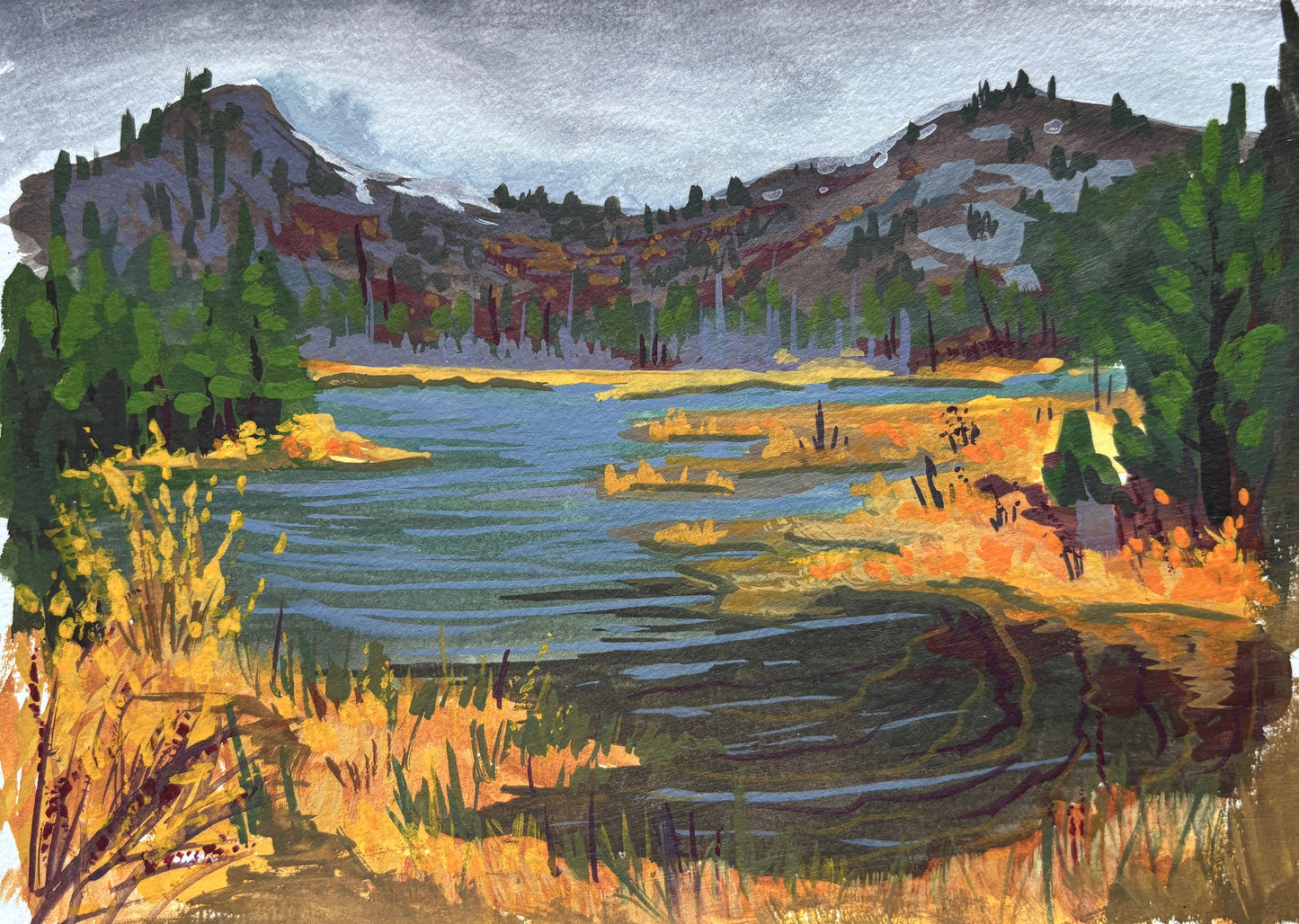 Alyssa Minko, Still Autumn, Gouache on Paper, 5 1/2 X 8"